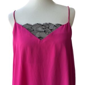 Topshop Women’s Hot Pink & Black Lace Tank Top Size 10